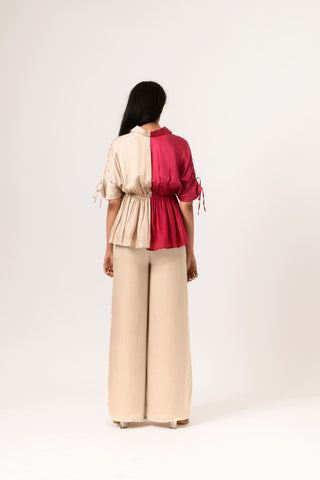 Ecru Wine Half Blouse back view