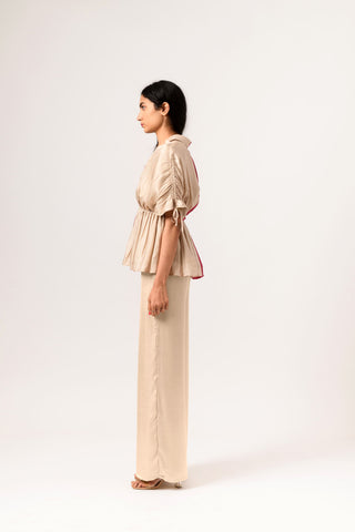 Ecru Wine Half Blouse left view