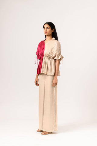 Ecru Wine Half Blouse left view