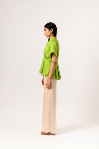 Ecru Green Half Half Blouse left view