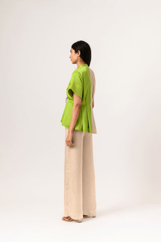 Ecru Green Half Half Blouse left view