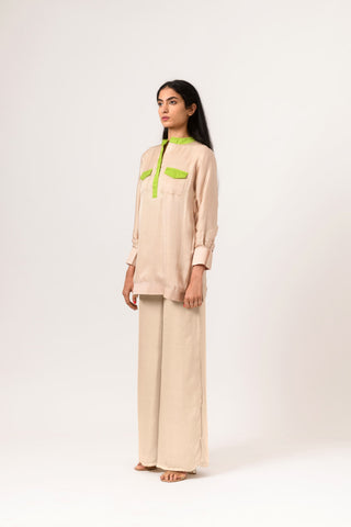 Ecru Green Full Sleeve Blouse left view