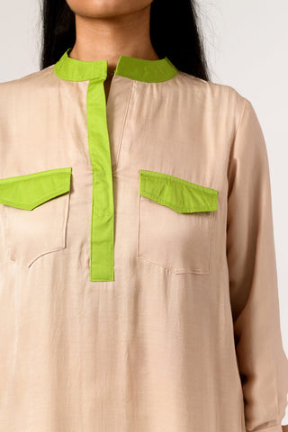 Ecru Green Full Sleeve Blouse close view
