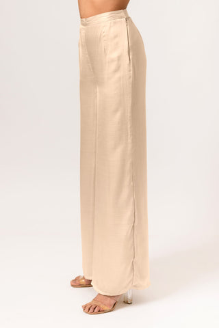 Ecru Wide Legged Pants left side view