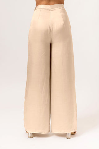 Ecru Wide Legged Pants back view