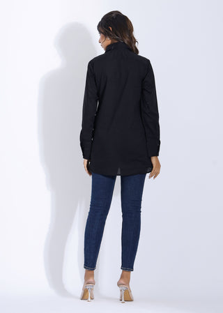 Longline Black Shirt For Women