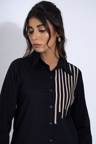 Longline Black Shirt For Women