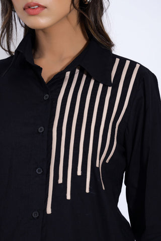 Longline Black Shirt For Women