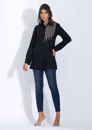 Longline Black Shirt For Women
