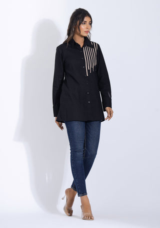 Longline Black Shirt For Women