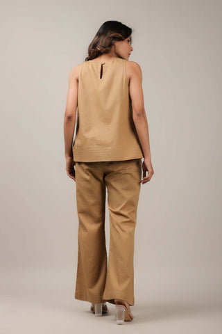 brown linen co-ord set back