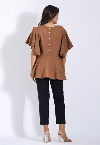 Brown Bell Sleeves Top