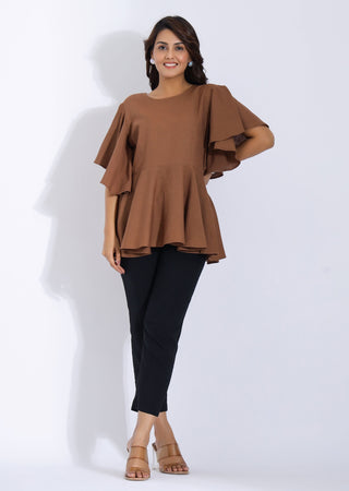 Brown Bell Sleeves Top