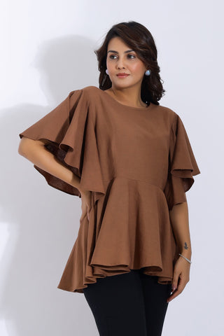 Brown Bell Sleeves Top