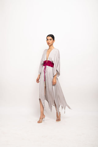 Grey-Wine Asymmetrical Cape left view