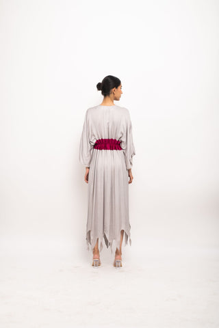Grey-Wine Asymmetrical Cape back view