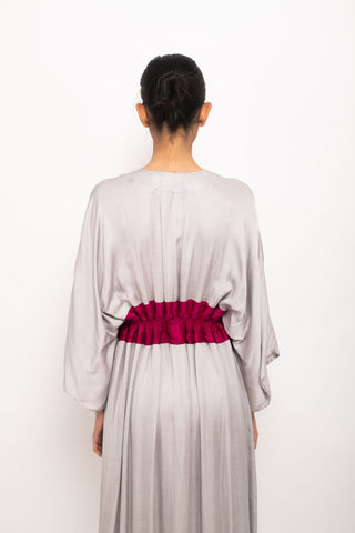 Grey-Wine Asymmetrical Cape back close view