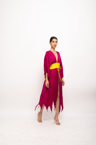 Wine-Neon Asymmetrical Cape right view
