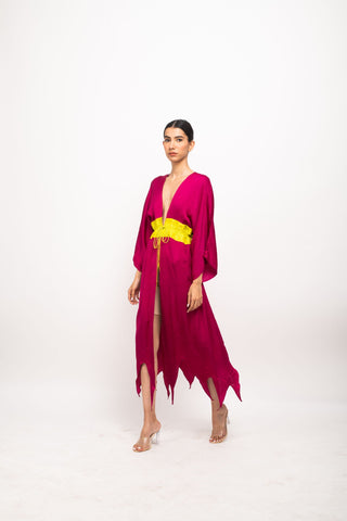 Wine-Neon Asymmetrical Cape left view