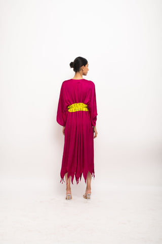 Wine-Neon Asymmetrical Cape back view