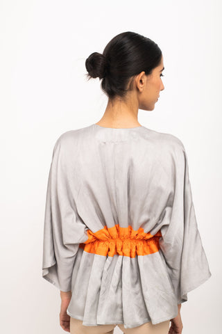 Grey-Orange Short Cape back view
