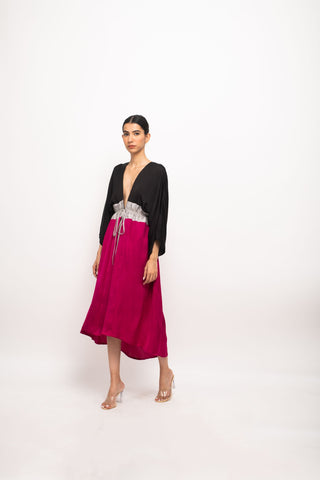 Black-Grey-Wine High Low Cape left view