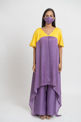 Purple Yellow Kurta Set by WearVega.