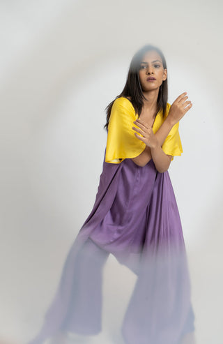 Purple Yellow Kurta Set by WearVega.
