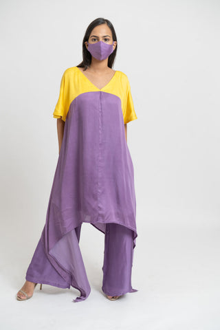 Purple Yellow Kurta Set by WearVega.