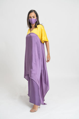 Purple Yellow Kurta Set by WearVega.