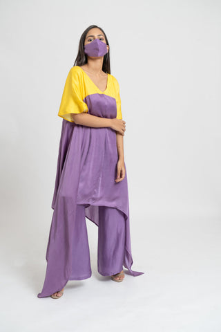 Purple Yellow Kurta Set by WearVega.