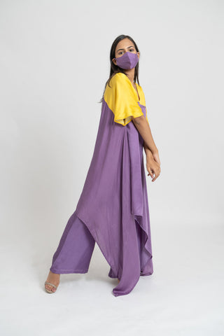 Purple Yellow Kurta Set by WearVega.
