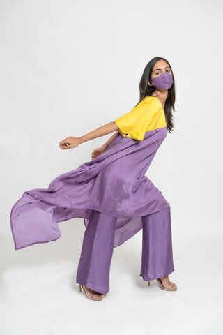 Purple Yellow Kurta Set by WearVega.