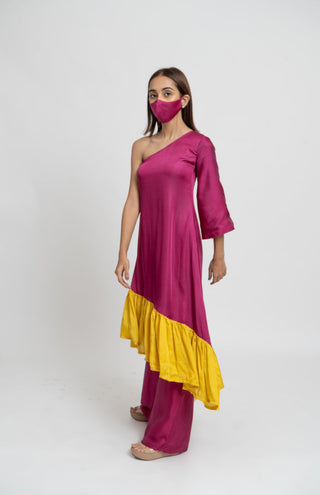 Wine Yellow Co-ordinated Set left view