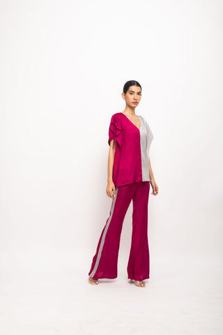 Wine-Grey Kaftan Set right view