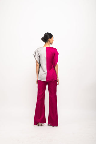 Wine-Grey Kaftan Set back view