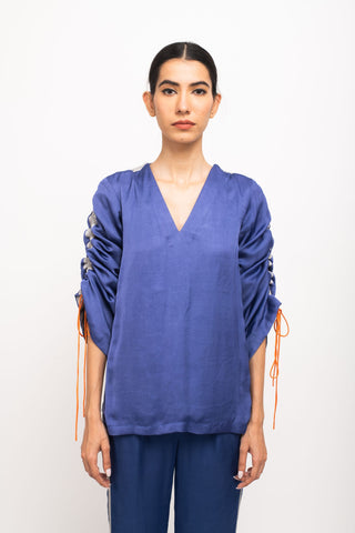 Blue-Grey Rouching Set close view  1