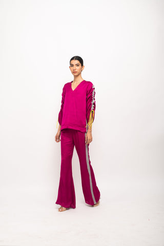 Wine-Grey Rouching Set left view