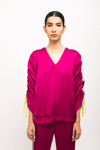 Wine-Grey Rouching Set close view