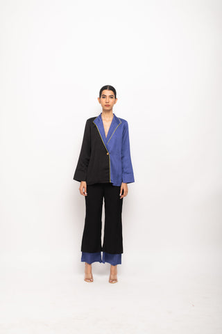Black-Blue Blazer Set Front View