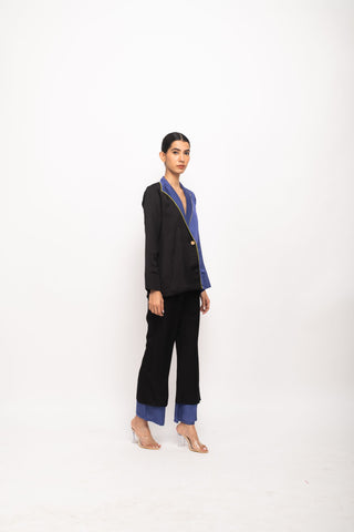 Black-Blue Blazer Set Right Side view