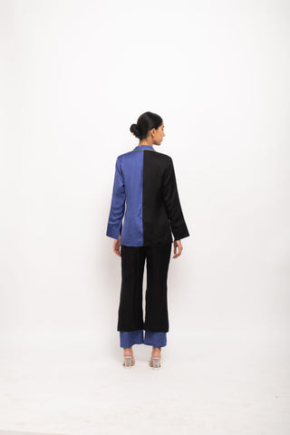 Black-Blue Blazer Set Back View