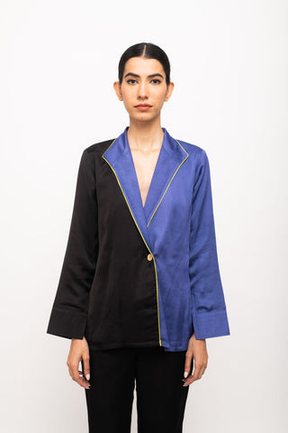 Black-Blue Blazer Set Front View