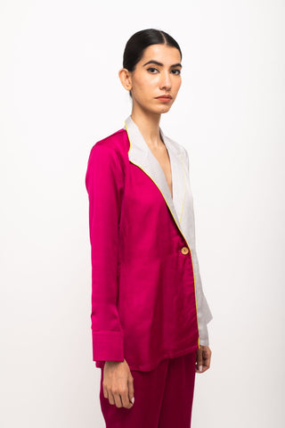 Wine-Grey Blazer Set right close view