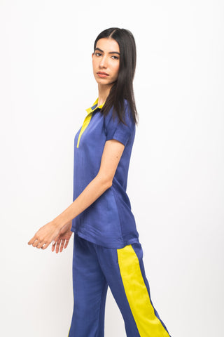 Blue-Neon Co-ord Set left close view