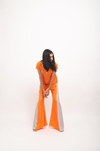 Orange-Grey Co-ord Set pose 1