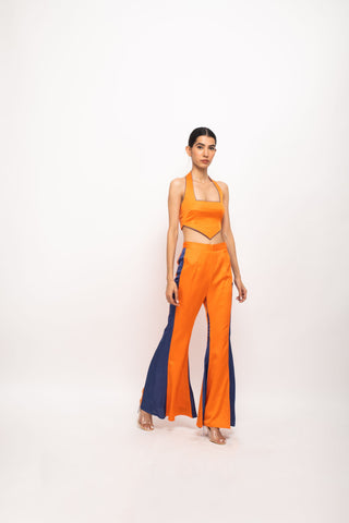 Orange-Blue Halter Neck Set right view
