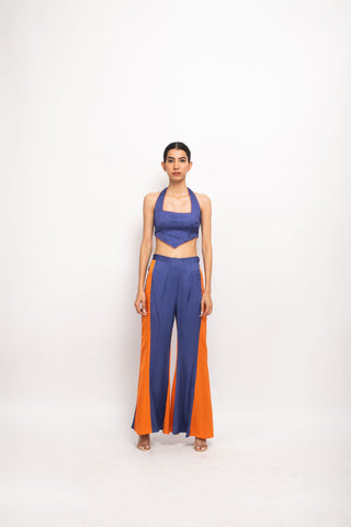 Blue-Orange Halter Neck Set 