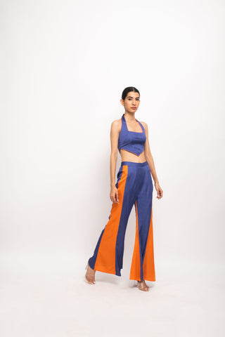 Blue-Orange Halter Neck Set right view