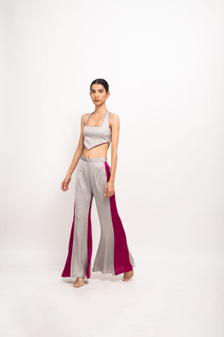 Grey-Wine Halter Neck Set left view